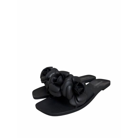 Jeffrey Campbell Sandals Womens Size 10 Jelly Slides Floral in Black - Picture 2 of 7
